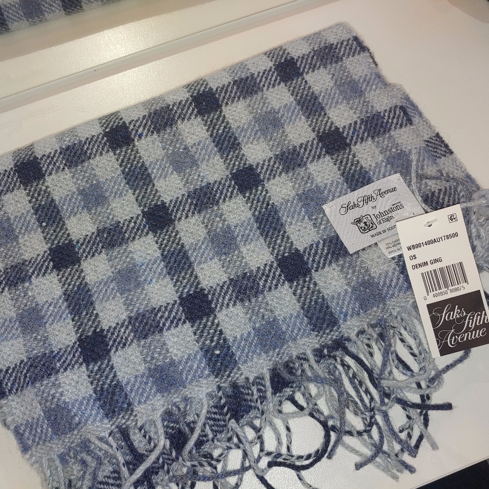 Saks Cashmere Wool Plaid Scarf